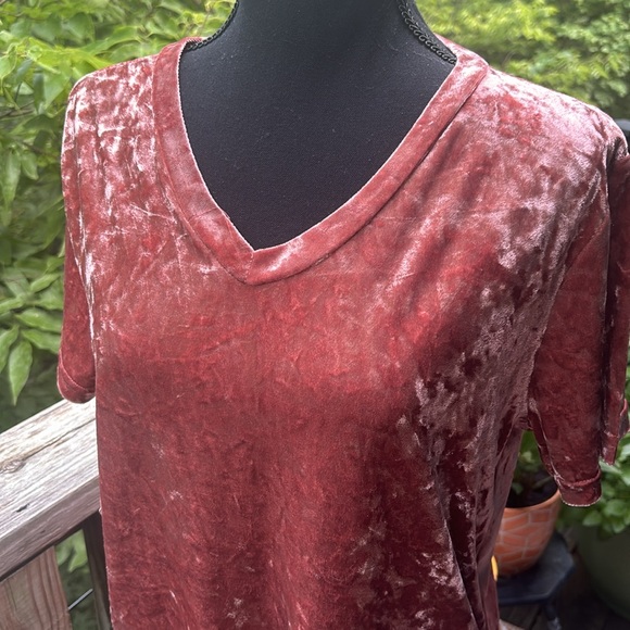 Vintage Coral Pink Velvet Velour Top - Picture 3 of 5